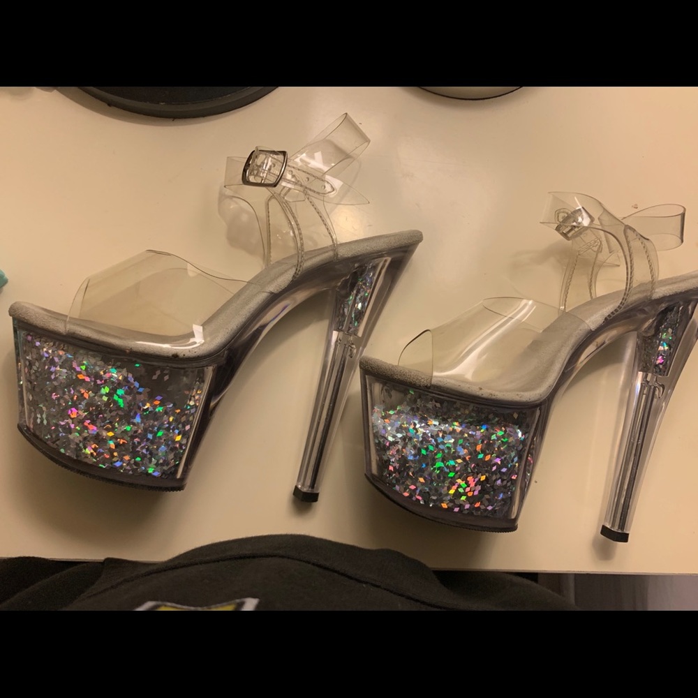 Pleaser glitter filled 7”inch heels. size 8